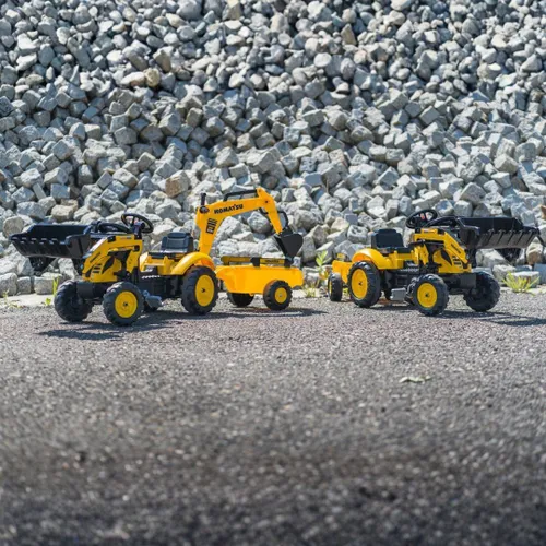 Falk Traktor Na Pedały Komatsu Z Łyżką Koparką I Przyczepą 2-5 Lat