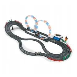 Elektryczny tor samochodowy 600 cm z pętlami LED 2 auta i 2 piloty 2w1 1:43