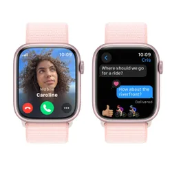 Смарт-часы Apple Watch Series 9 GPS + сотовый чехол 45 мм алюминиевый розовый спортивный браслет светло-розовый