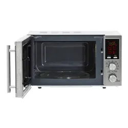 Kuchenka mikrofalowa GÖTZE & JENSEN MO401X 700W średnica 24.5 cm pojemność 20L Auto Defrost QuickStart Czarno-srebrny