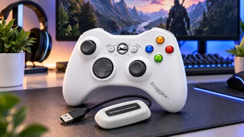 Pad FroggieX FX-X360-PC-W-WR do PC, Xbox 360 Bezprzewodowy Biały