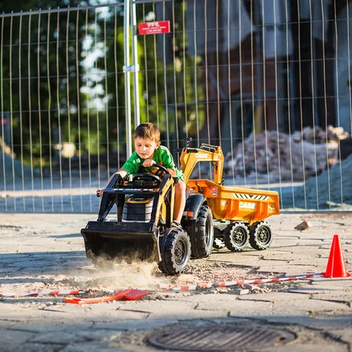Falk Traktor Case IH Backhoe Pomarańczowy z Przyczepką Ruchoma Łyżka od 3-7 Lat