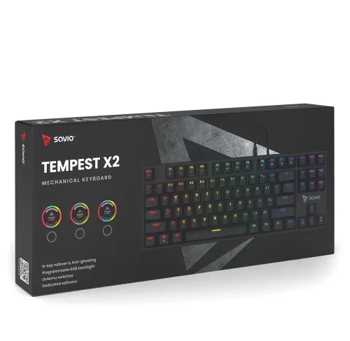 Klawiatura mechaniczna Savio Tempest X2 Outemu Blue Czarny