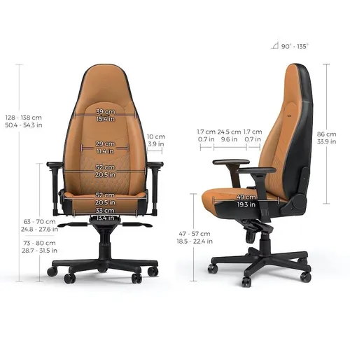 Fotel Noblechairs ICON Gamingowy do 150kg Skóra naturalna Brązowo-czarny