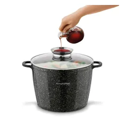 Garnek ceramiczny wysoki Konighoffer Kingstone 6,85 l okrągły z aromatyzerem i 2 nakładki