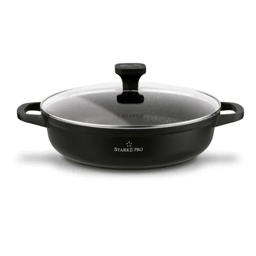 Patelnia na indukcję marmurowa z pokrywką krótkie uchwyty Starke Pro Ochre 28 cm