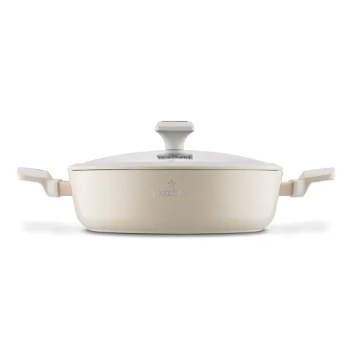 Patelnia aluminiowa nieprzywierająca z dwoma uchwytami i pokrywką STARKE PRO BRULE 28 cm