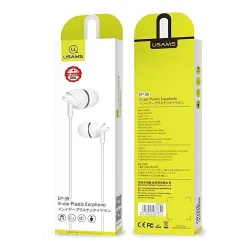 Słuchawki przewodowe USAMS EP-39 jack 3,5 mm Dokanałowe Mikrofon Biały