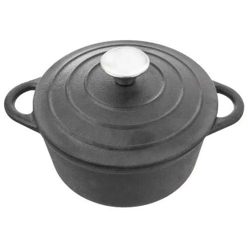 Garnek Żeliwny z Pokrywką do Gotowania Duszenia Pieczenia Brytfanka 23cm 4L
