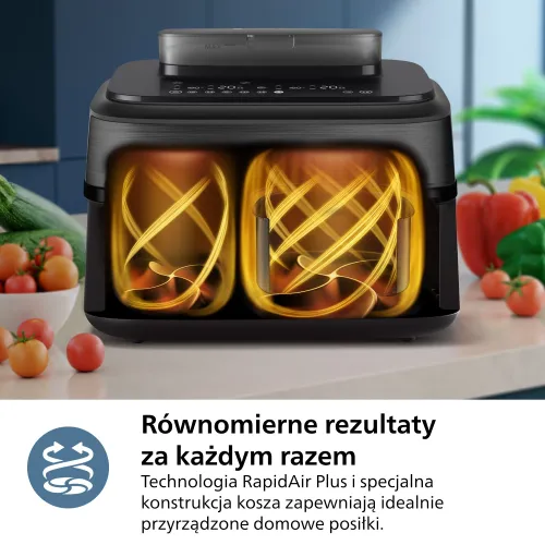 Air fryer Philips Ovi Dual Basket NA552/00 2750W 9l Aplikcja mobilna Gotowanie na parze