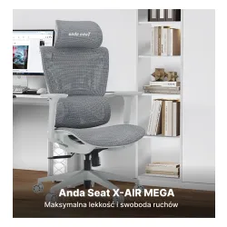 Fotel Anda Seat X-Air Mega XL Mesh Gamingowy do 120kg Tkanina Szary