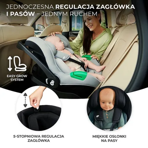 Fotelik samochodowy KINDERKRAFT Mink Pro I-Size z bazą 40-75 cm (0-13 kg) Szary
