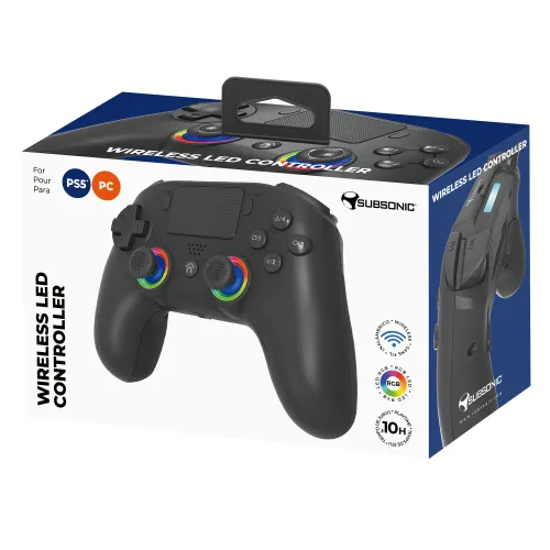 Pad Subsonic SA5716-1 Wireless LED Controller Black do PS5, PC Bezprzewodowy Czarny + Słuchawki LucidSound LS10P