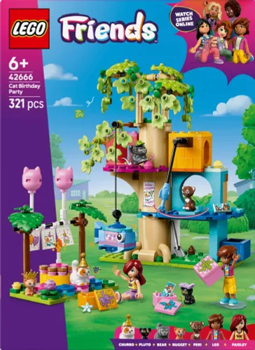 LEGO Klocki Friends 42666 Kocie przyjęcie urodzinowe i domek na drzewie