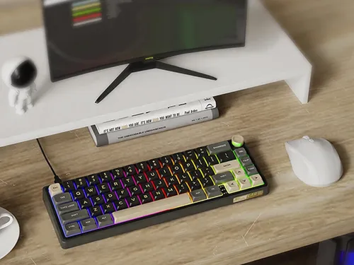 Klawiatura ROYAL KLUDGE R65 RGB Chartreuse Switch Czarno-brązowy