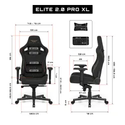Fotel GAMVIS Elite 2.0 Pro XL Tkanina Czarny (złote elementy)