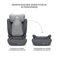 Fotelik samochodowy KINDERKRAFT I-Spark I-Size 2w1 100-150 cm (9-36 kg) Szary