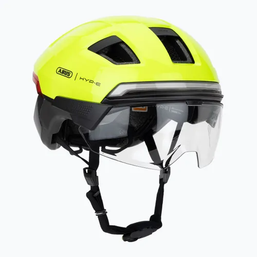 Kask rowerowy z kierunkowskazami ABUS Hyp-e Ace signal yellow