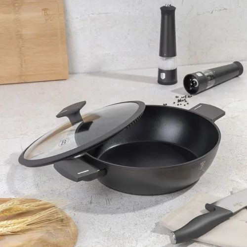 Płaski Garnek Tytanowy Z Pokrywą 30Cm Berlinger Haus Bh-8129 Antracit