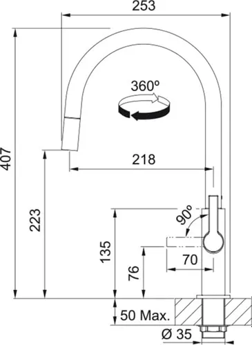 Bateria FRANKE Maris Slim J Pull-Out 115.0728.389 Czarny mat