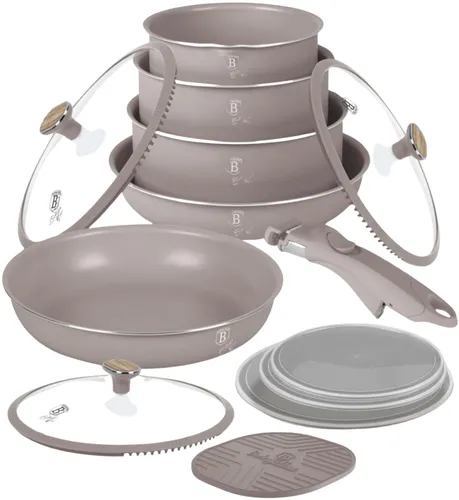 Zestaw patelni i garnków BERLINGER HAUS Taupe Nordic BH-8422 (13 elementów)