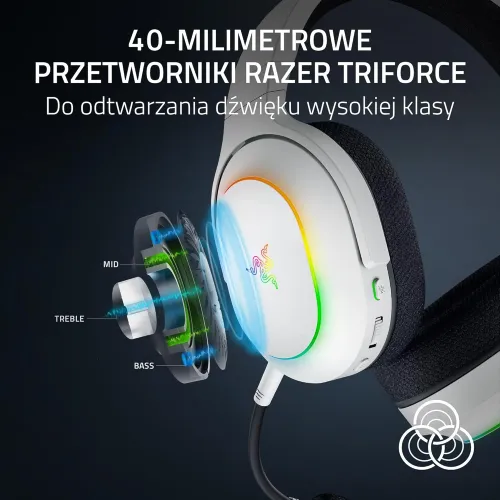 Słuchawki bezprzewodowe z mikrofonem Razer Barracuda X Chroma Nauszne Biały