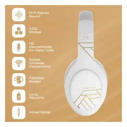 Słuchawki bezprzewodowe PowerLocus P19 White Nauszne Bluetooth 5.3 Biały