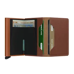 Küçük RFID Cüzdan Slimwallet Gizli Saffiano-karamel