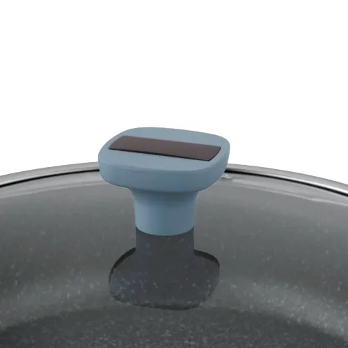 Patelnia na indukcję marmurowa z pokrywką Starke Pro Luxury Grey II 28 cm krótkie uchwyty