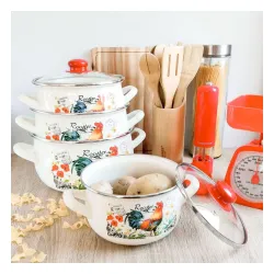 Garnek emaliowany z pokrywką EMALIA POLSKA PLESZEW KOGUCIK 5 l