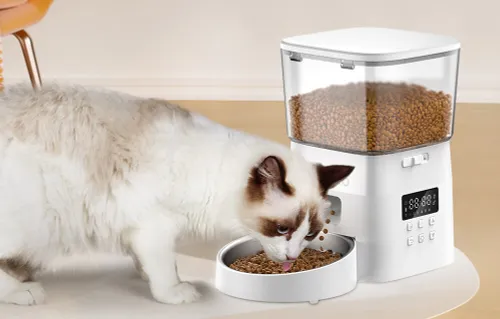 Dozownik karmy ROJECO 2L Button Version Automatic Smart Pet Feeder Biały