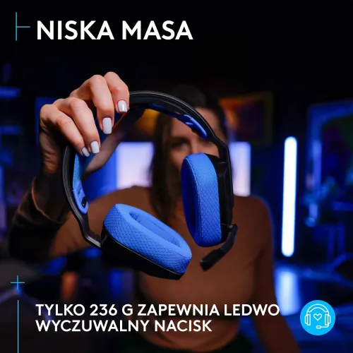 Słuchawki bezprzewodowe z mikrofonem Logitech G535 Lightspeed Nauszne Czarno-niebieski