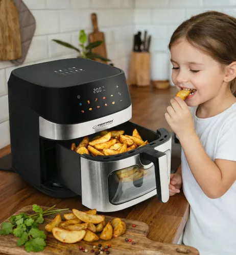 Air Fryer Frytkownica beztłuszczowa ESPERANZA Patate Al Forno 8l z 10 automatycznymi programami i okienkiem do obserwacji postępów gotowania