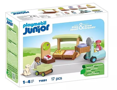 Набор фигурок Playmobil Junior 71691 Экологически чистый киоск с вилочным погрузчиком