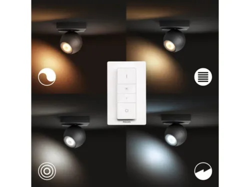 Oświetlenie punktowe Philips Hue White Ambiance Buckram 929003048701 Czarny