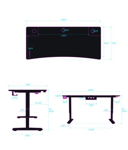 Biurko Ultradesk CRUISER 160cm Regulacja wysokości Czarny