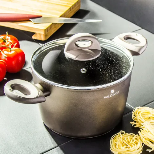 Garnek aluminiowy z pokrywką VALDINOX AURUM CIEMNOBRĄZOWY 3,2 l
