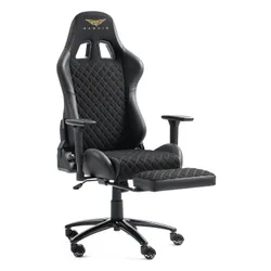 Fotel GAMVIS Phantom Large Czarny (złote elementy) + podnóżek