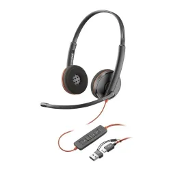 Poly Blackwire 3220 Stereo USB-C Headset + USB-C/A Adapter