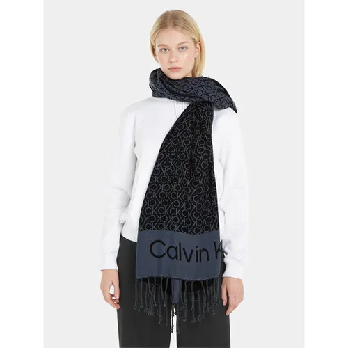 Calvin Klein Franjuri monogramă eșarfă șal 100x200 K60k611118 CK Negru BAX