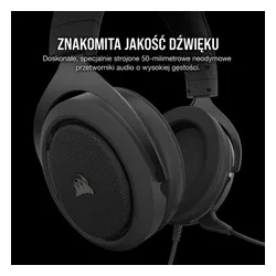 Słuchawki przewodowe z mikrofonem Corsair HS50 Pro Stereo Carbon CA-9011215-EU Nauszne Czarny