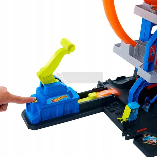 HOT WHEELS CITY ZESTAW MEGA GARAŻ PARKING Gigapętla + autko, helikopter JBM74
