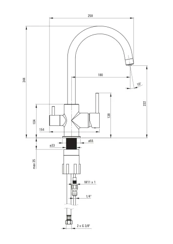 Bateria Deante BCHF064M Chrom Mosiądz