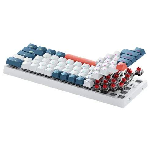 Klawiatura mechaniczna Machenike K500-B61 Gamingowa Przewodowa Red Switch Niebiesko-biała