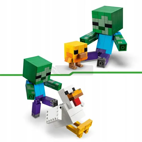 LEGO Minecraft 21582 Kurzy jeździec CHICKEN JOCKEY, zestaw klocków 9+