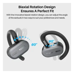 Słuchawki bezprzewodowe Tozo OpenBuds Douszne Bluetooth 5.3 Czarny