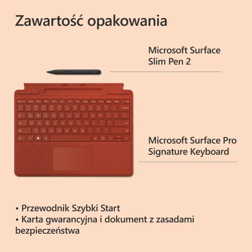 Klawiatura MICROSOFT Surface Pro Keyboard Czerwony Mak + Pióro Surface Slim Pen 2