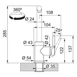 Bateria FRANKE Lina L Pull-out 115.0728.486 Kamienny szary