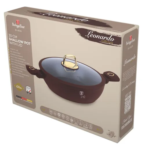 Płaski Garnek Tytanowy Z Pokrywą 30Cm Berlinger Haus Bh-8039 Leonardo