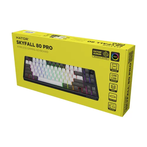Klawiatura mechaniczna Hator Skyfall 80 Pro Wireless Aurum Vanila Czarno-Szara